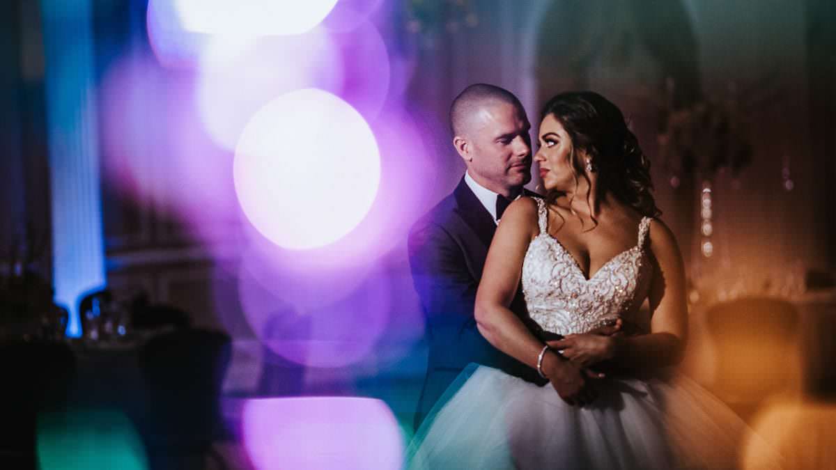 double exposure bride and groom photo